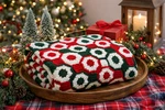 Handmade Crochet Christmas Afghan Blanket Red Green White Hexagon Retro 50X59. Fixed Price $44.62.