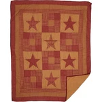 Vhc Brands Ninepatch Star Primitive 60"X50" Throw, Burgundy, Dark Tan. Fixed Price $138.99.
