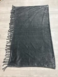 Nordstrom Bliss Charcoal Grey Gray Velour Fleece Fringe Throw 60 X 54 Blanket. Fixed Price $35.55.