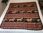 Vtg Earth Ragz Western Horse Acrylic Fleece Throw Blanket 50"X60" Reversible Euc. Fixed Price $24.99.