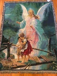 Dicksons Guardian Angel Tapestry Blanket Throw 68X52 Fringed Nos Cotton Children. Fixed Price $44.00.