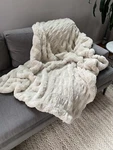 Pottery Barn Faux Fur Ruched Throw Ivory 50 X60. Fixed Price $150.00.