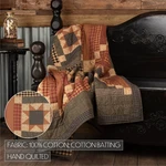 Maisie Patchwork Throw 50X60 Log Cabin Star Cotton Natural Black Burgundy Vhc. Fixed Price $106.95.