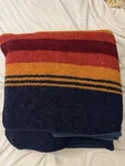 Pendleton Sherpa Grand Canyon Stripe Reversible Blue Queen Blanket 98X92. Fixed Price $70.00.