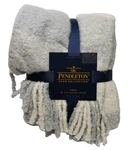 Pendleton Rob Roy Plaid Grey/ivory Blanket Nwt 50"X70" Fringe Tassels. Fixed Price $69.00.