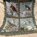 Blanket Throw Song Bird Tapestry Fringe Cardinal Robin Chickadee Finch Seasons. Fixed Price $28.28.