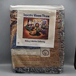 Disney Tapestry Woven Throw Blanket Mickey's Holiday Gathering 60" X 50". Fixed Price $45.00.