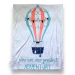 You Are Our Greatest Adventure Baby Blanket Hot Air Balloon Teal Salmon Chevron. Fixed Price $29.75.