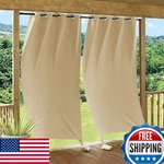 Ryb Home Outdoor Blackout Curtains Windproof W/ Weighted Bags 84". Fixed Price $56.32.