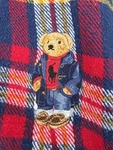 Vtg Polo Ralph Lauren Teddy Bear Throw Flannel Blanket 50.5 X60 Navy Blue Red. Fixed Price $65.95.