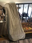 Brookstone Nap Throw Travel Blanket 38X60 Taupe Brown 2 Ply Satin Trim. Fixed Price $75.00.