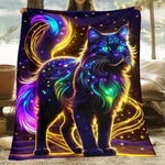 1PC, Luminous Black Cat Printed Soft And Warm Blanket-lightweight Flannel Thro. Fixed Price $24.99.
