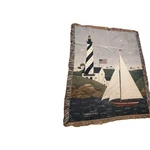Warren Kimble Tapestry Throw Coastal Breeze Blanket Lighthouse Sailboat 52X68. Fixed Price $19.96.