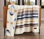 Pendleton Reversible Throw 50"X70" Blanket Savanna Stripe Creams Blues Tans Rare. Fixed Price $49.99.