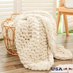 Holey Chunky Knit Blanket Hand Soft Chenille Throw Plush Decorative. Fixed Price $57.58.