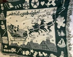 Vintage Crown Craft 100% Cotton Fringed Woven Throw Blanket Santa Sleigh Green. Fixed Price $29.99.