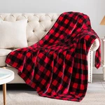 Bedelite Flannel Blanket For Couch, & THROW(50"X60"), Red/black Plaid. Fixed Price $30.99.