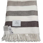 Woolrich Blanket Throw Fringe Ivory & Brown Stripe 55.5" X 57" Italy Nwt. Fixed Price $90.00.