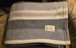 Lovely Ralph Lauren Striped Throw Blanket Gray, Off White, And Beige Euc 50"X70". Fixed Price $48.00.