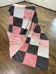 Sew Sweet Minky Black Pink White Checkered Fur Blanket Ultra Soft 60X80. Fixed Price $175.00.