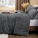 Chixpace Flannel Fleece Queen Comforter Set - Furry Grey Leaves Pattern Faux .... Fixed Price $72.11.