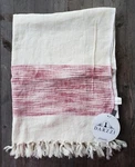 Darzzi 100% Linen Throw - White With Raspberry Red Stripes New. Fixed Price $76.50.