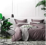 Eikei Solid Color Egyptian Cotton Duvet Cover Bedding Set Queen Twilight Mauve. Fixed Price $85.00.