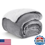 Bedsure Gentlesoft Sherpa Fleece Throw Blanket 50"X60" - Thick, Warm, Grey. Fixed Price $30.47.
