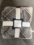 Charter Club Cozy Plush Throw Blanket Grey Plaid 50 X 70. Fixed Price $50.95.