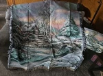 Mohawk Home Beautiful- Cabin Scene-tapestry Fringed Throw Blanket W/bag. Fixed Price $12.99.