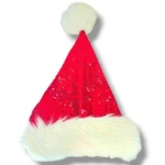 Rare Pier Red Sequin Santa Hat With White Faux Fur & Giant Pom 18" 12". Fixed Price $5.33.
