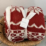 Pottery Barn Fair Isle Knit Sherpa Backed Throw Blanket 50 X 60 Red Soft Cozy. Fixed Price $79.00.