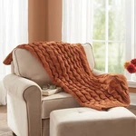 Beautyrest Giant Cable Knit Throw Blanket Pumkin Orange Rust 50X60 Country Door. Fixed Price $29.99.