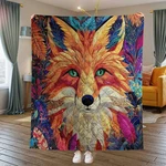 Boho Fox Quilt Blanket Woodland Animal Throw Forest Nature Cozy Autumn Sofa Deco. Fixed Price $50.89.