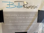 New Bella Russo Dreamers Collection Gray Flannel Super Soft Throw Blanket 50X60.. Fixed Price $15.99.
