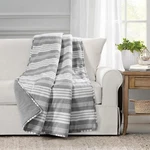 Lush Decor Farmhouse Yarn Dyed Stripe Throw Blanket, Gray/white Single 50X60. Fixed Price $33.99.