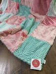 Sew Sweet Minky Pink Aqua White Checkered Fur Blanket Ultra Soft 57X80. Fixed Price $175.00.
