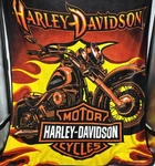 Harley Davidson Blanket Black Orange Throw Fleece Cover Biker Flames Hog 57 X 48. Fixed Price $32.39.