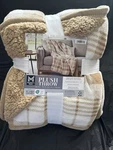 Nwt Members Mark Sherpa Throw Elm Plaid Velvet Plush 60 X70 Tan Off White Cozy!. Fixed Price $29.99.