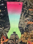 Blankie Tails Mermaid Blanket, Ombr Gradient Hot Pink, Lime, Turquoise. Fixed Price $7.00.