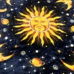 Rare Vtg Celestial Sun Moon Space Stars Plush Blanket Throw King Size. Fixed Price $150.00.