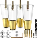 Acrylic Furniture Legs With Gold Caps - Mid Century For Couch, Sofa, Cha.... Fixed Price $60.19.