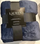 Ralph Lauren Micromink Bed Blanket Navy Blue Soft King Size 108 X 90 Nwt. Fixed Price $79.99.
