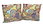 Pier Imports Throw Pillow Embroidered Vibrant Paisley Fiesta 16" Striped Lot 2. Fixed Price $34.88.