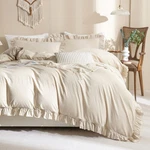 Qsh Washed Cotton Duvet Cover King Ruffle Linen Feel Textured Far.... Fixed Price $114.85.