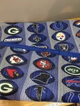 Vtg Nfl Team Logos Striped Blanket Full Size Blue Football Polyester Satin Edge. Fixed Price $35.99.