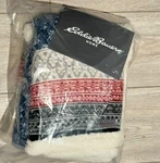 Eddie Bauer Fair Isle Midnight Ikat Sherpa Reverse Throw Blanket Red Gray Black. Fixed Price $24.99.