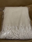 Pottery Barn Hayes Faux Mohair Throw Blanket 50" 60" Ivory New W/tags. Fixed Price $74.95.