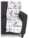 Nwt Berkshire Gray/white Check Santa Snoopy & Woodstock Xmas Throw Blanket 60X70. Fixed Price $39.99.