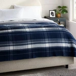 Full/queen Brushed Cotton Blanket Blue Plaid - Threshold. Fixed Price $21.98.